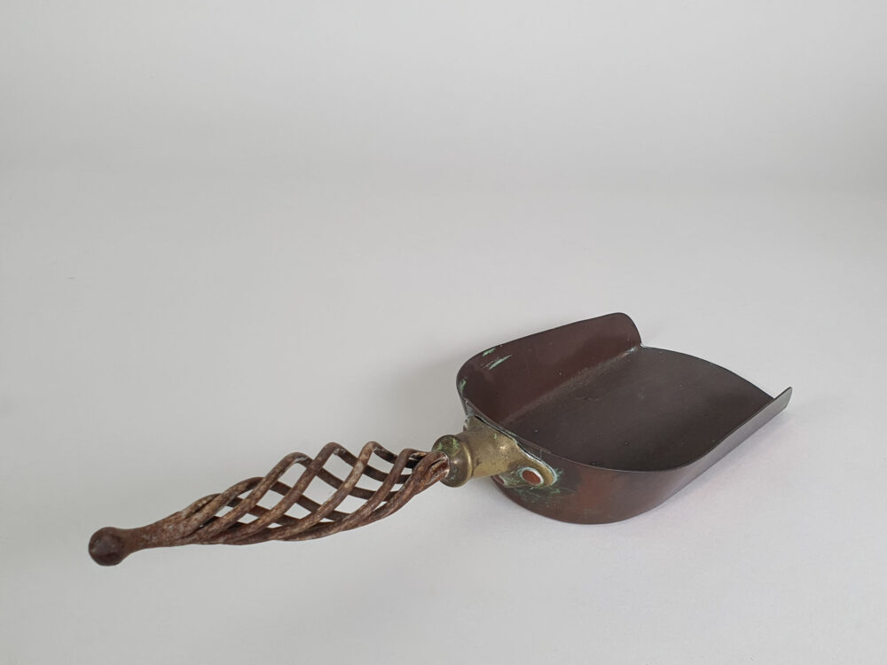 Antique copper Arts & Crafts Coal Scuttle with matching Shovel & Shovel Compartment