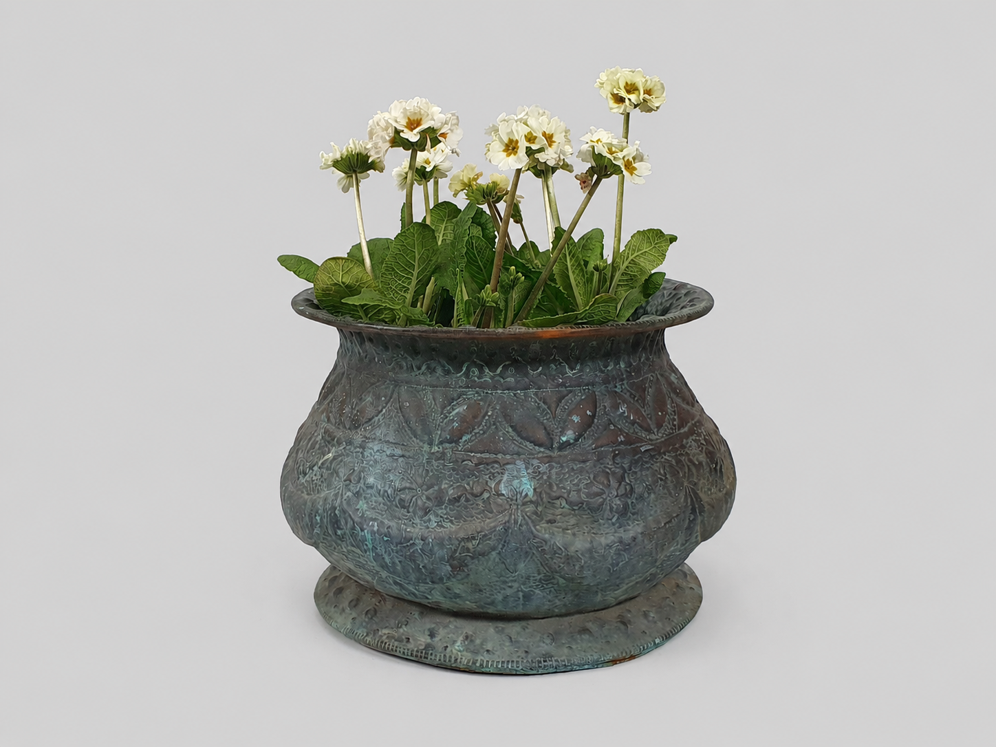 Antique Copper Jardinière, Art Nouveau Embossed Planter, Circa 1900