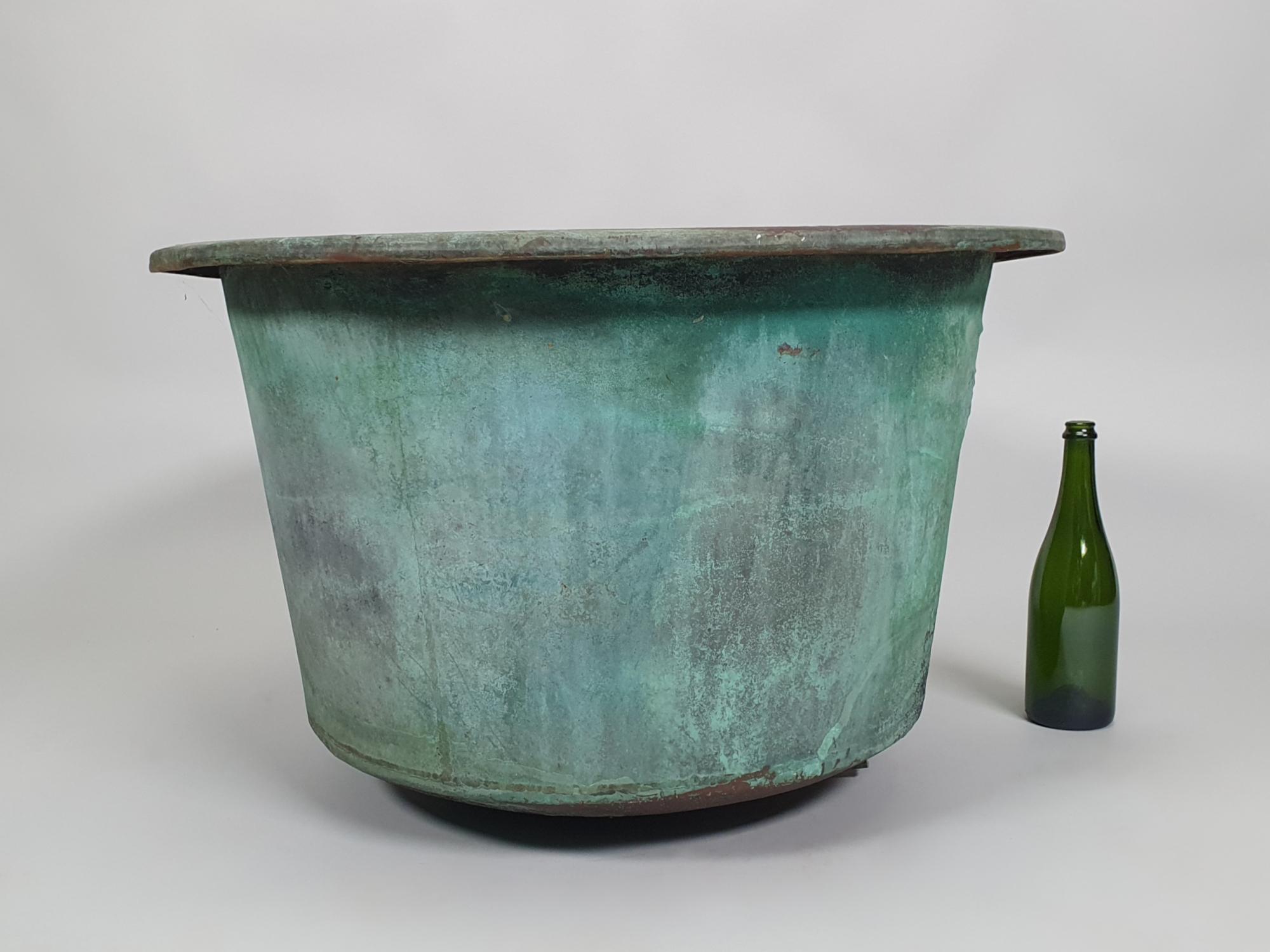Antique Copper Planter with Vivid Verdigris, 19th Century