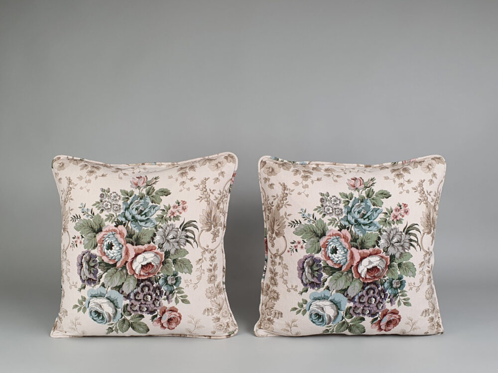 Antique Cushions in Sanderson linen 'Malwood'