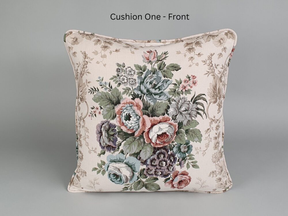 Antique Cushions in Sanderson linen 'Malwood'