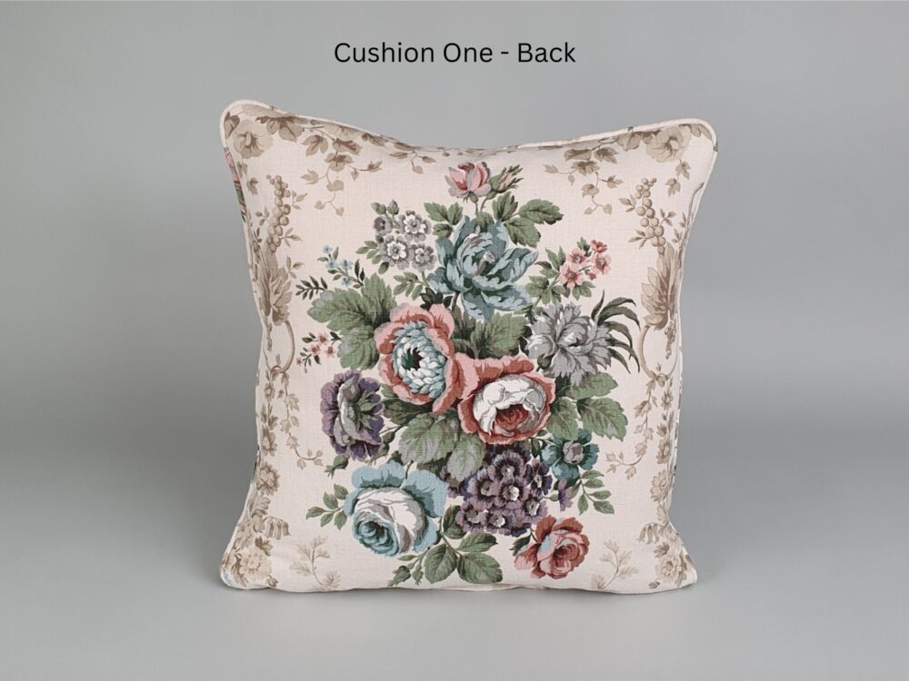 Antique Cushions in Sanderson linen 'Malwood'