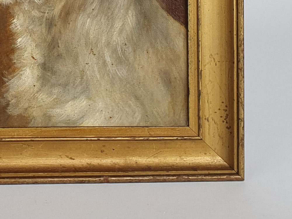 Antique Edwardian Painting of a Terrier Dog