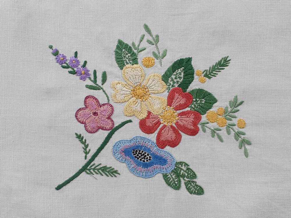 Antique embroidered large floral Tablecloth