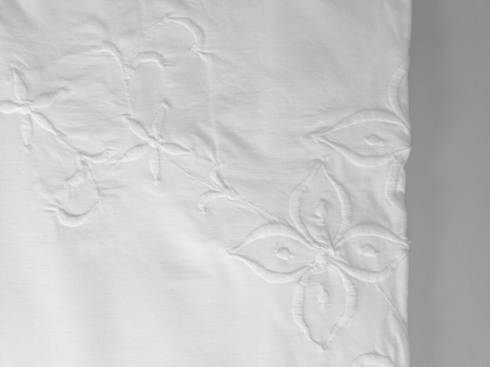 Antique embroidered white Bedspread