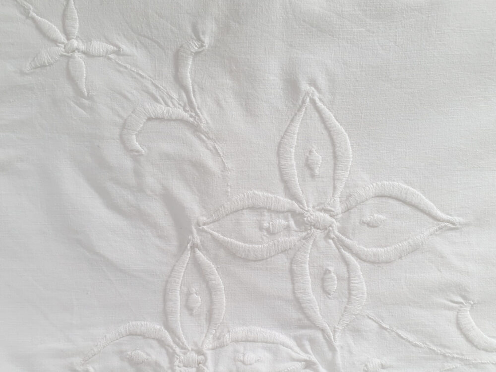 Antique embroidered white Bedspread