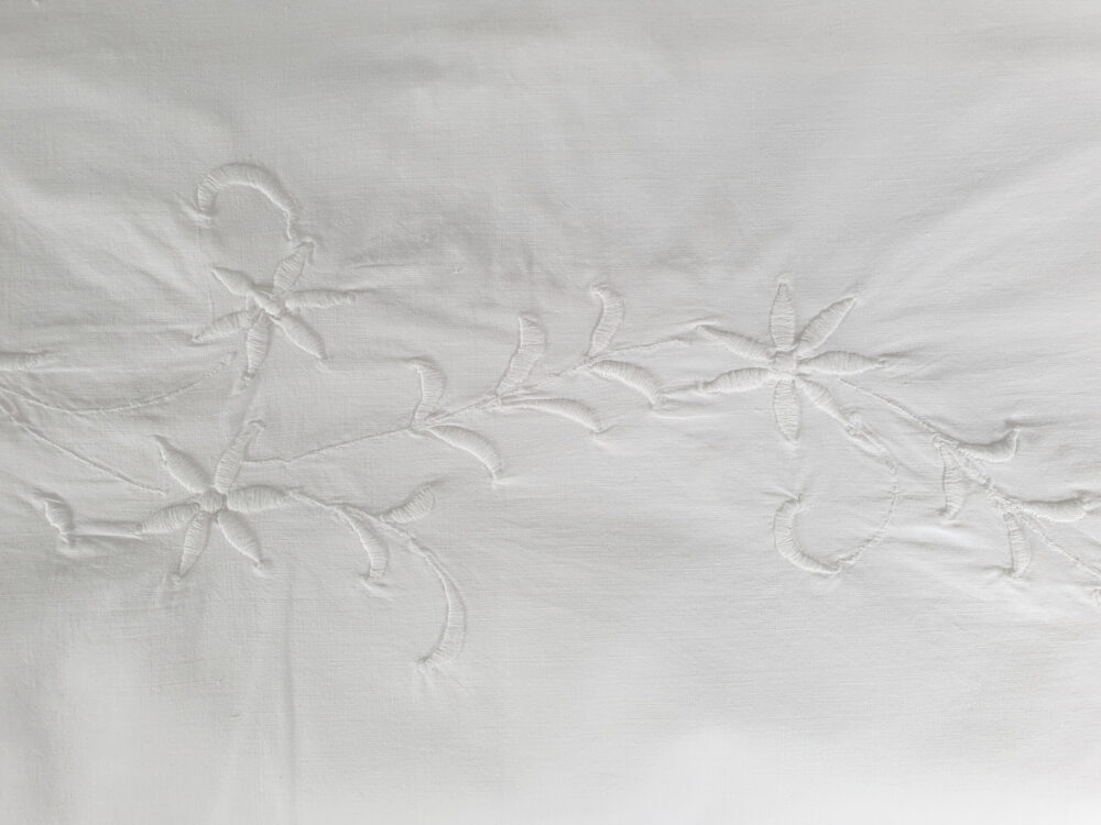 Antique embroidered white Bedspread