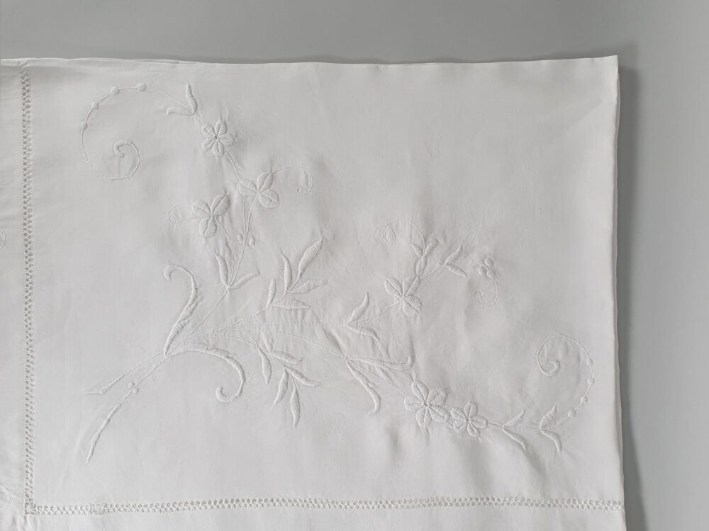 Antique embroidered white Bedspread