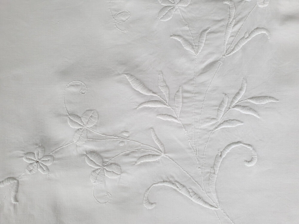 Antique embroidered white Bedspread