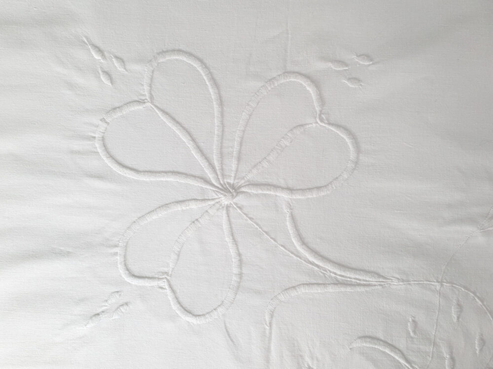 Antique embroidered white Bedspread