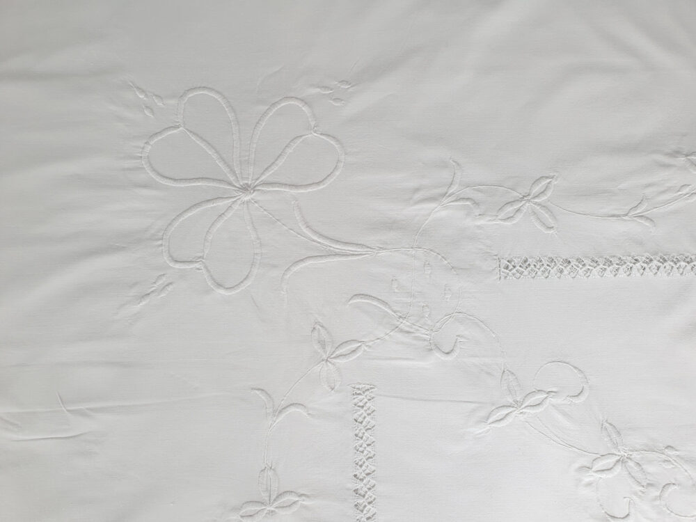 Antique embroidered white Bedspread
