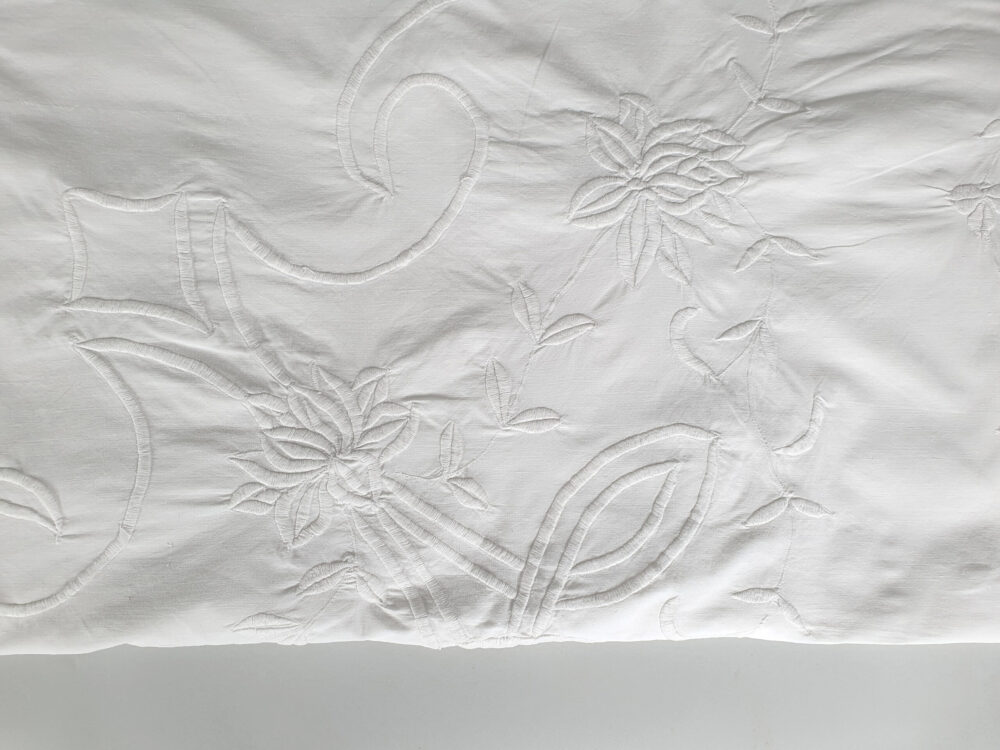 Antique embroidered white Bedspread