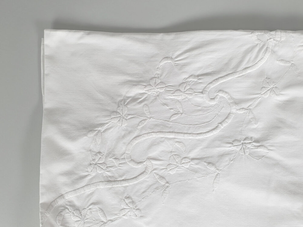 Antique embroidered white Bedspread