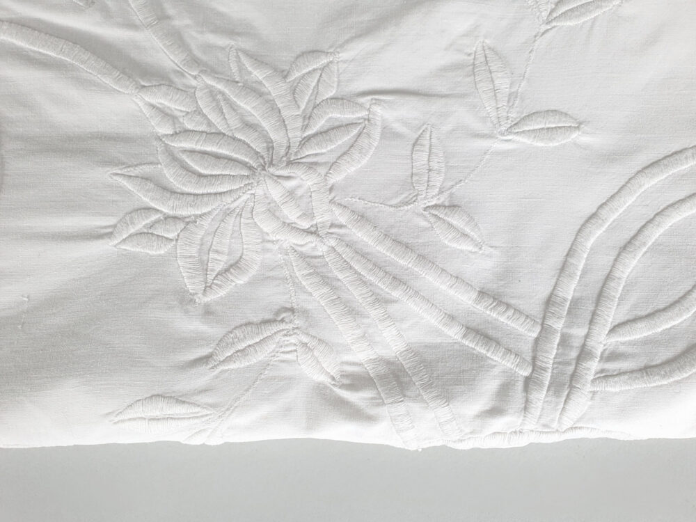 Antique embroidered white Bedspread