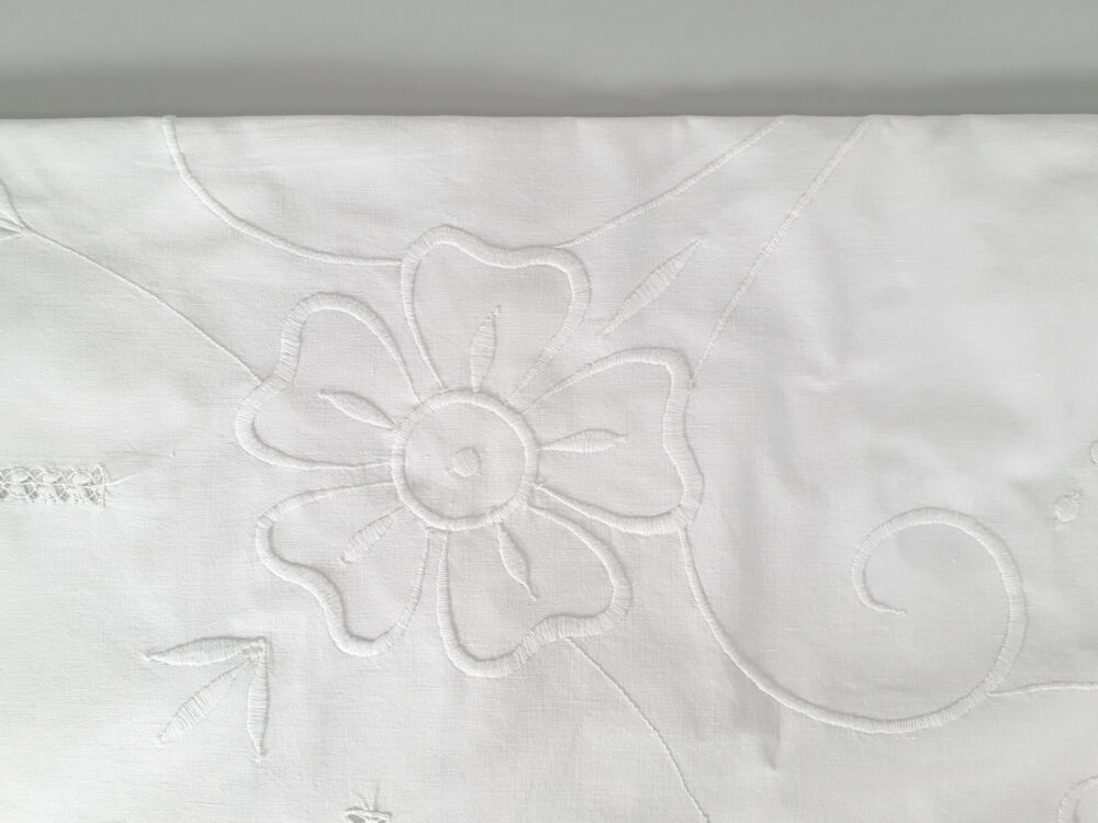 Antique embroidered white Bedspread