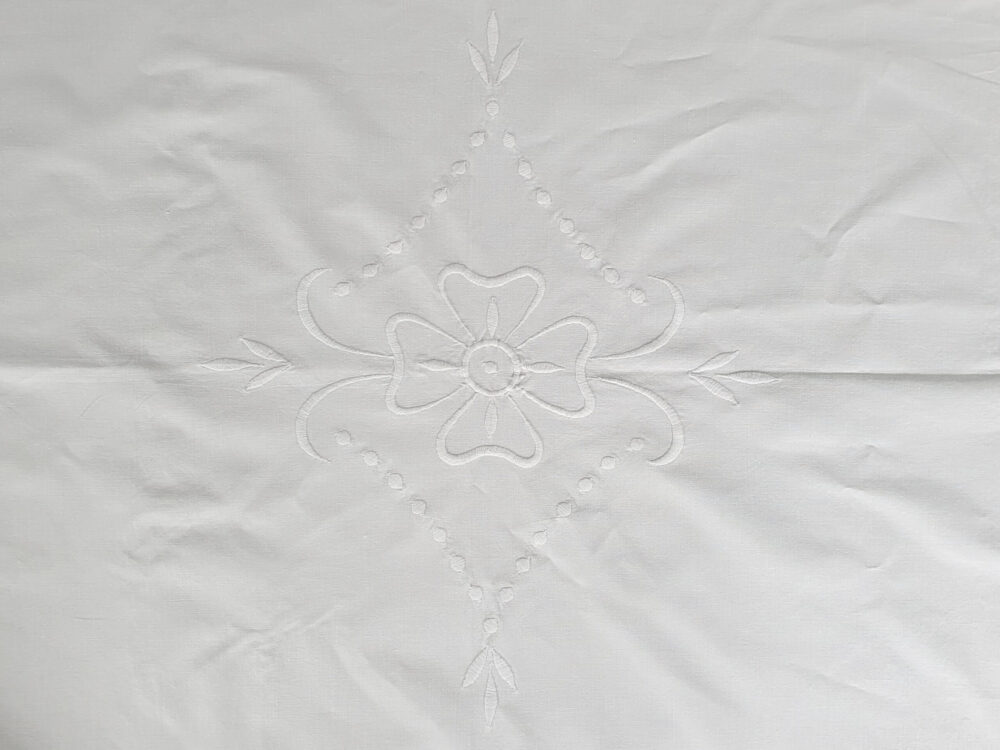 Antique embroidered white Bedspread