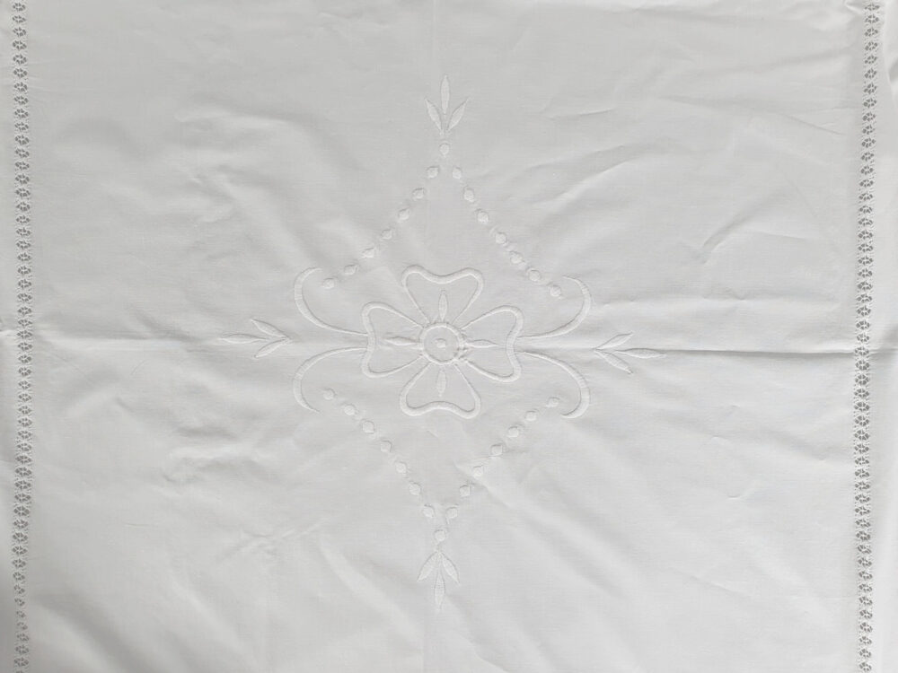 Antique embroidered white Bedspread