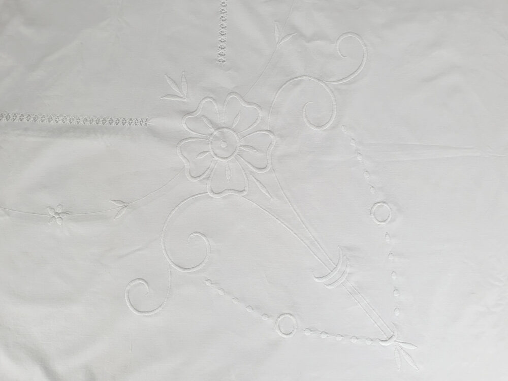Antique embroidered white Bedspread