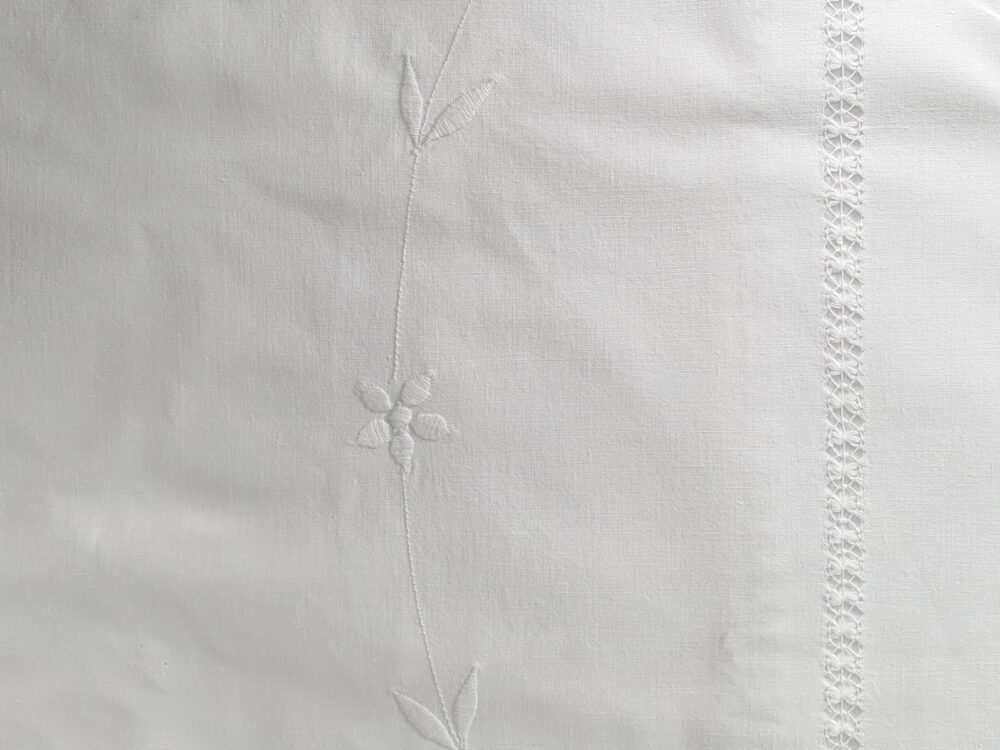 Antique embroidered white Bedspread