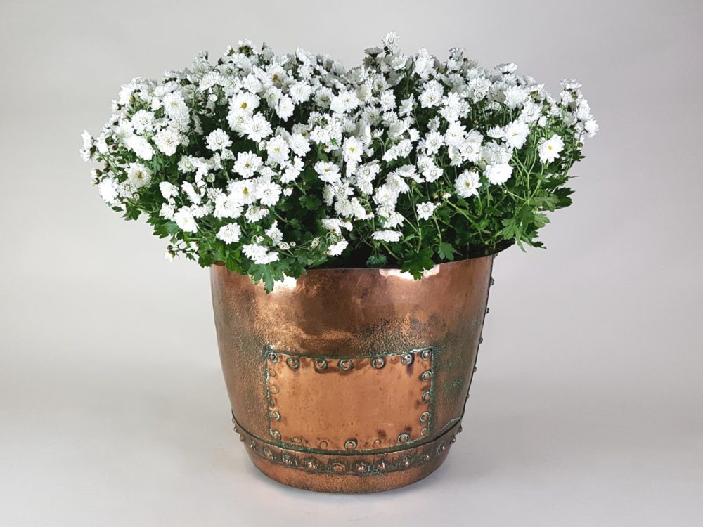 Antique English riveted copper Log Basket or Planter