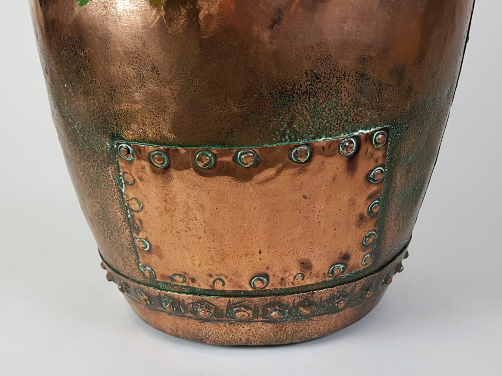 Antique English riveted copper Log Basket or Planter