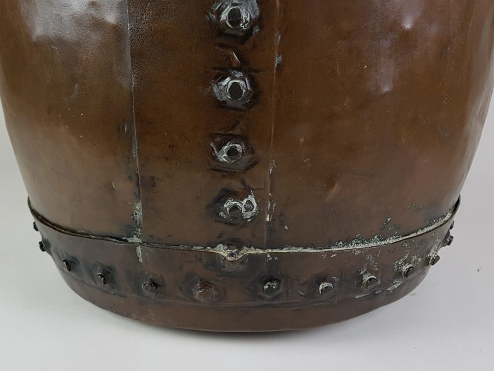 Antique English riveted copper Log Basket or Planter