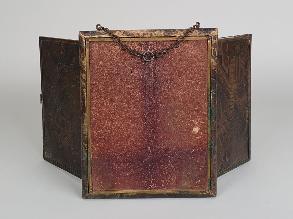 Antique French 19th century brevete Trifold or Triptych Vanity Wall Mirror