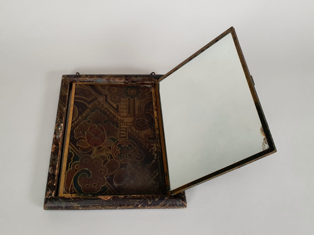 Antique French 19th century brevete Trifold or Triptych Vanity Wall Mirror