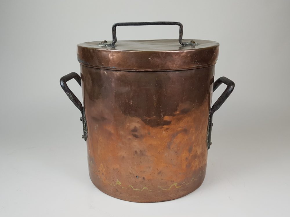 Antique French copper Confit Pan with lid