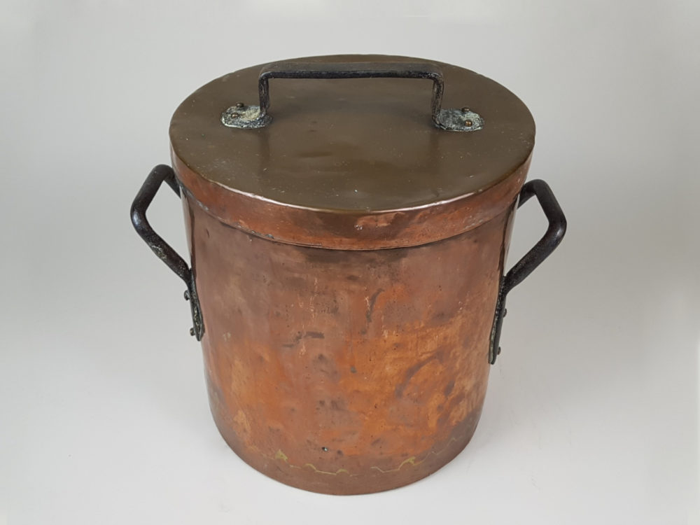 Antique French copper Confit Pan with lid