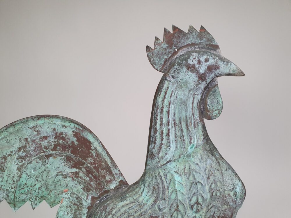 Antique French copper Weather Vane mounted on a metal tripod base