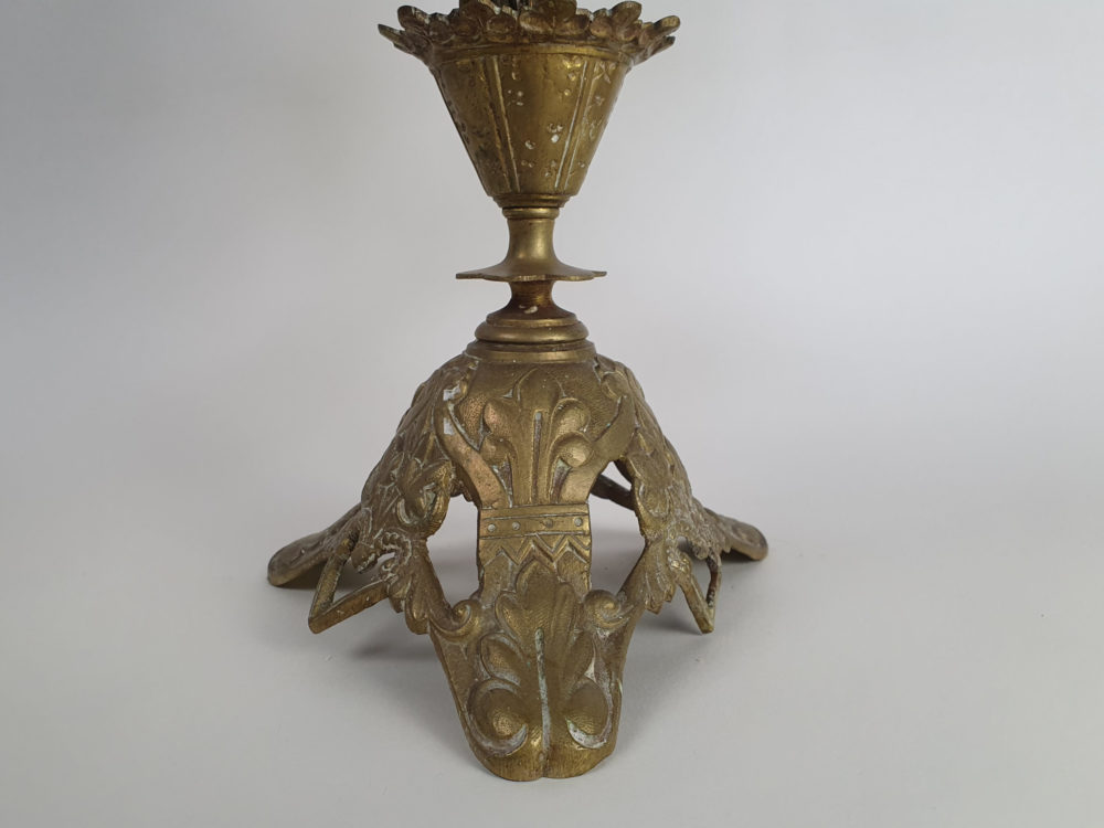 Antique French gilt metal Church Candelabra in a floral design