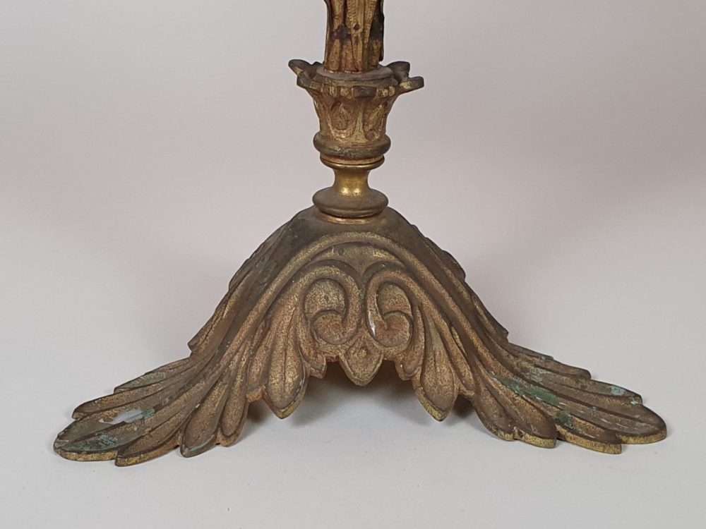 Antique French gilt metal Church Candelabras in a floral design