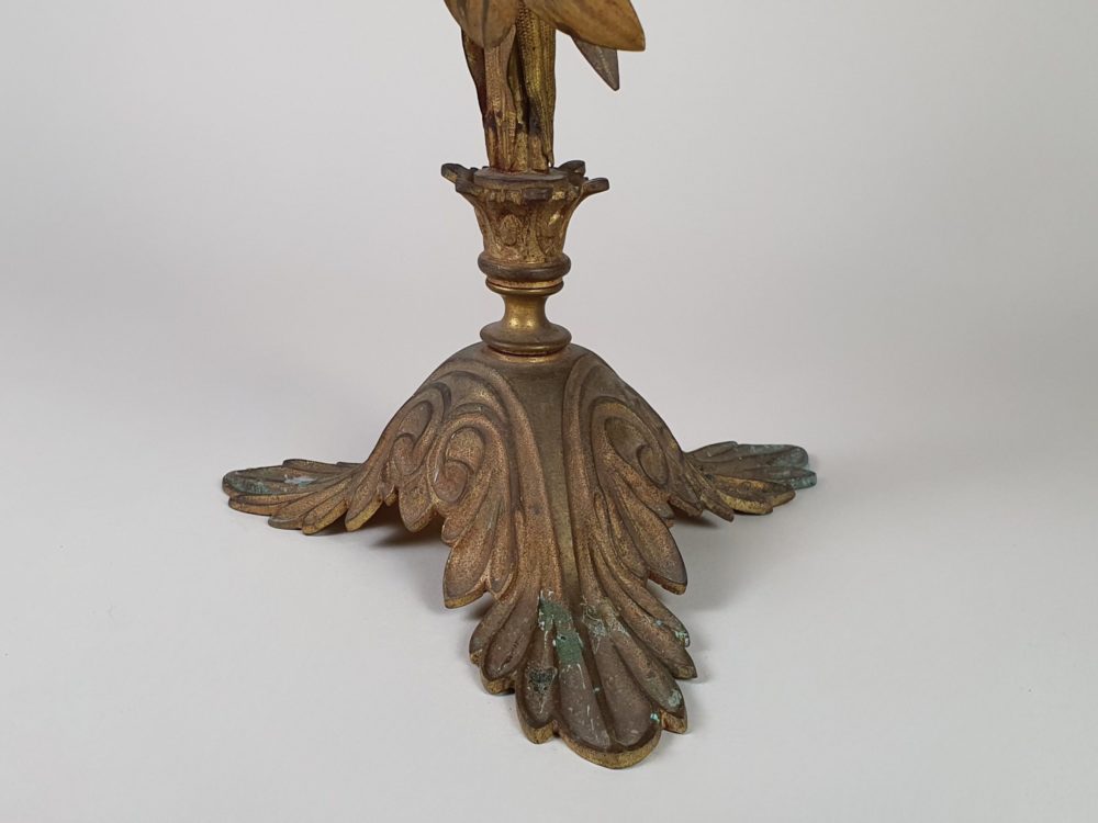 Antique French gilt metal Church Candelabras in a floral design