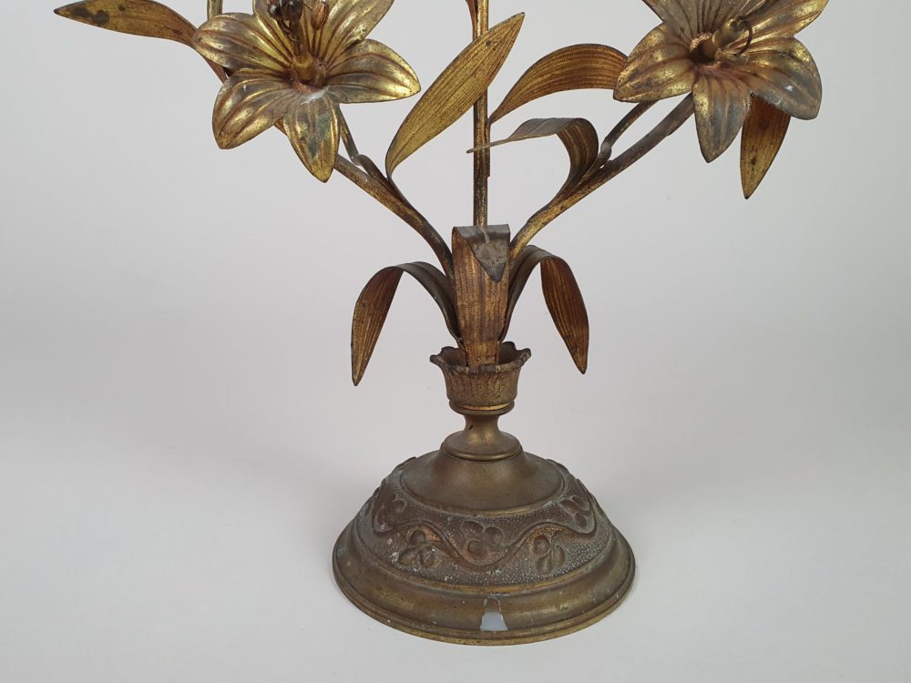 Antique French gilt metal Church Candelabras in a floral design