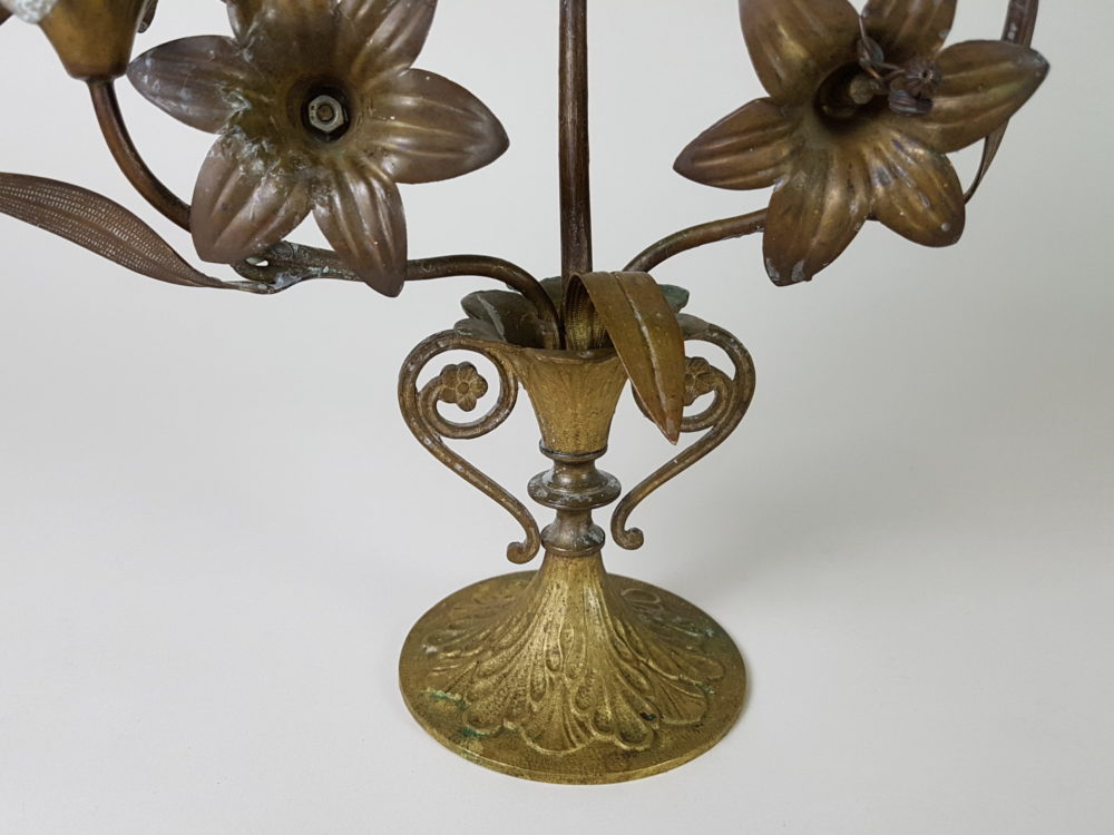 Antique French gilt metal Church Candelabras in a floral design