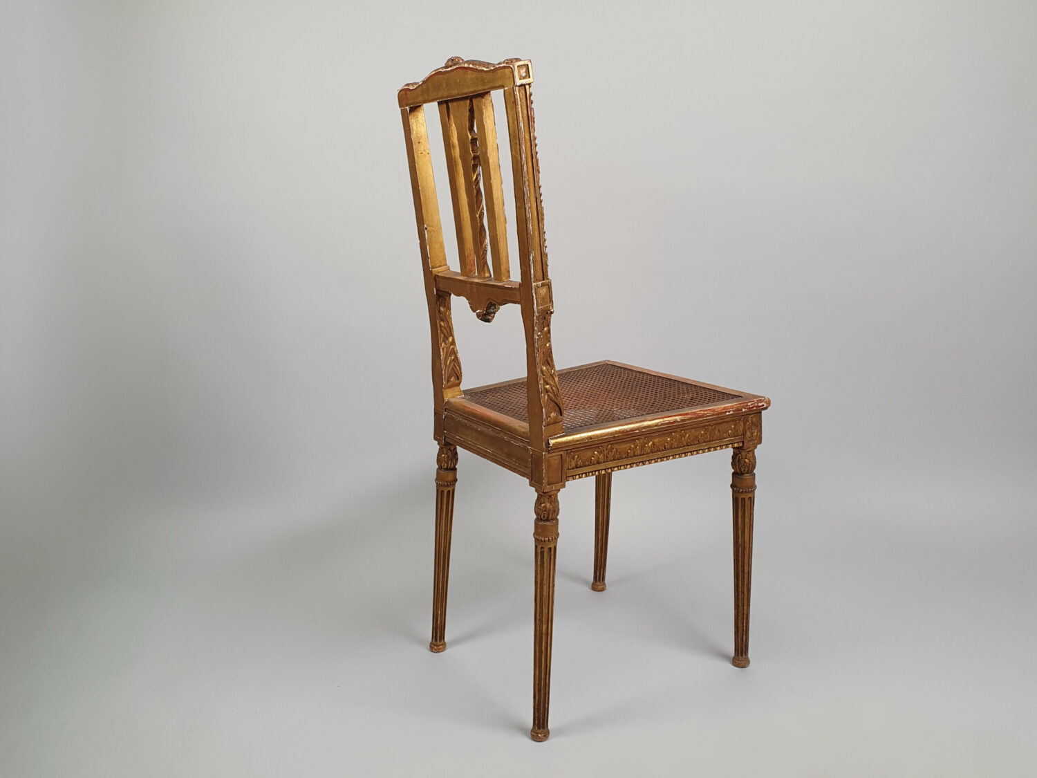 Antique French gilt wood caned Side Chair