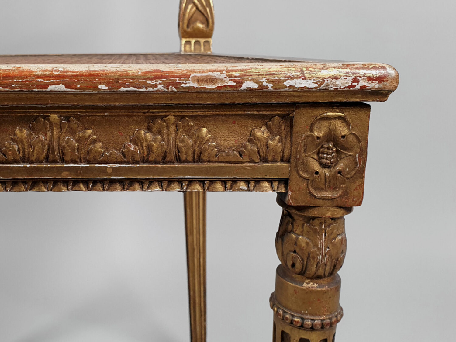Antique French gilt wood caned Side Chair