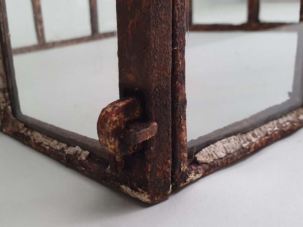 Antique garden cast iron and glass pyramid top Cloche