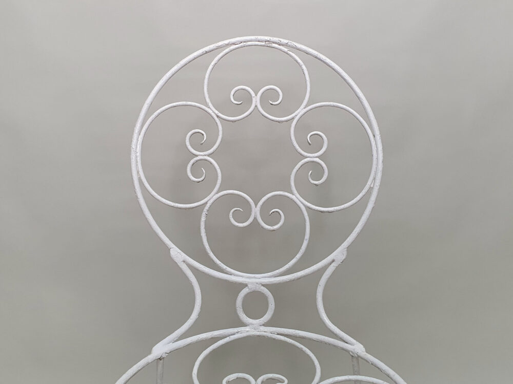 Antique garden Dining Table with glass top & 6 Chairs in old white paint