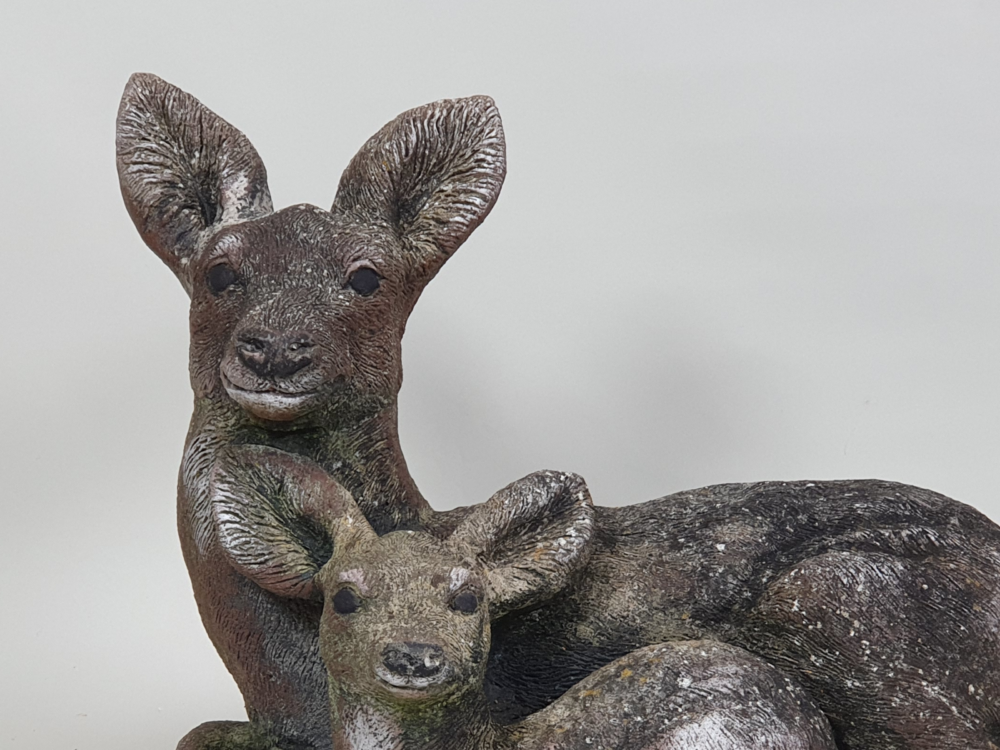 Antique garden ornament Deer and baby Fawn
