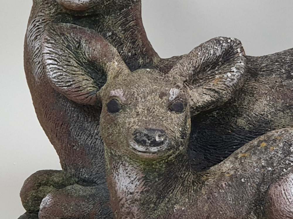 Antique garden ornament Deer and baby Fawn