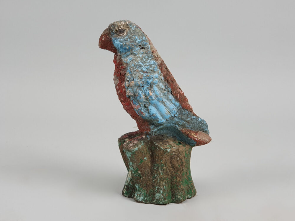 Antique garden ornament Parrot in original paint