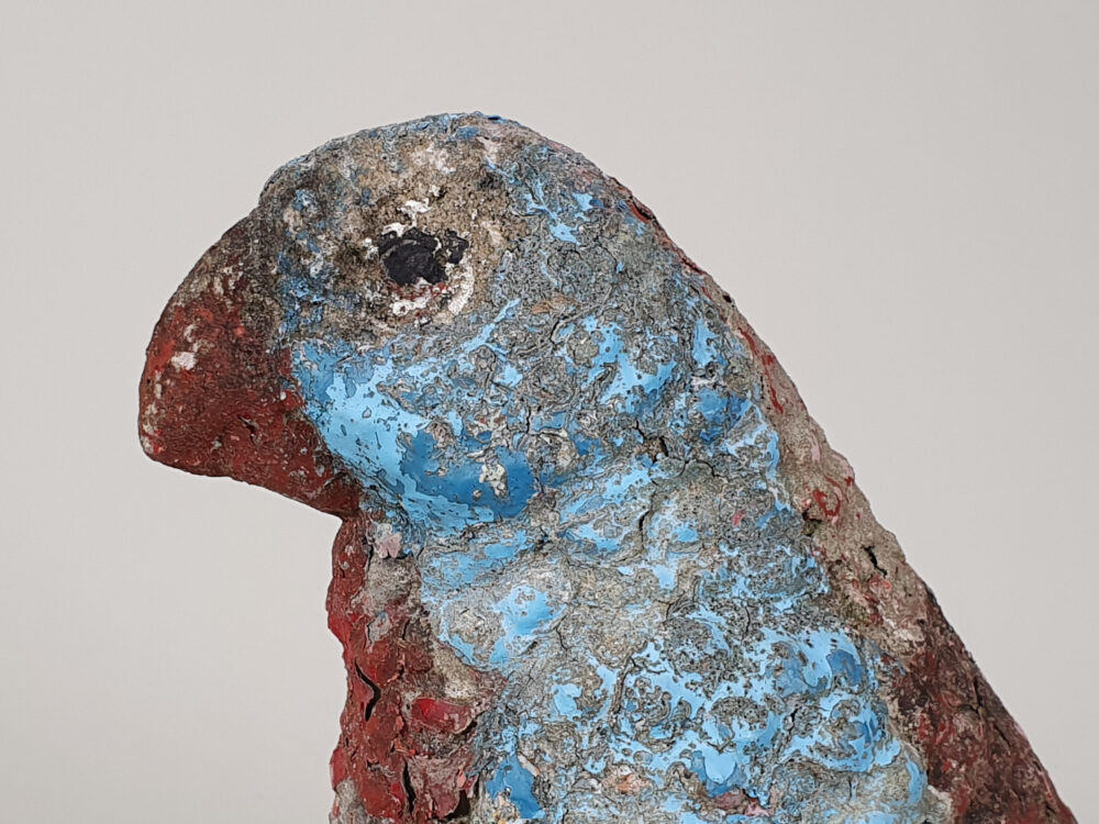 Antique garden ornament Parrot in original paint