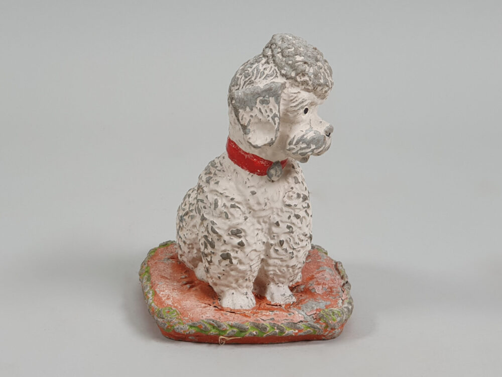 Antique garden ornament Poodle Dog in original paint