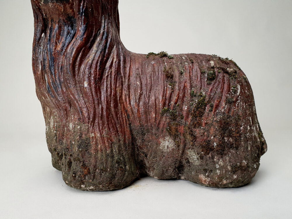 Antique garden Ornament, Scottie or Yorkie Dog in original paint