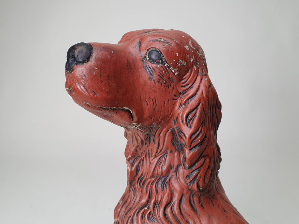 Antique garden Ornament, Spaniel Dog in original paint