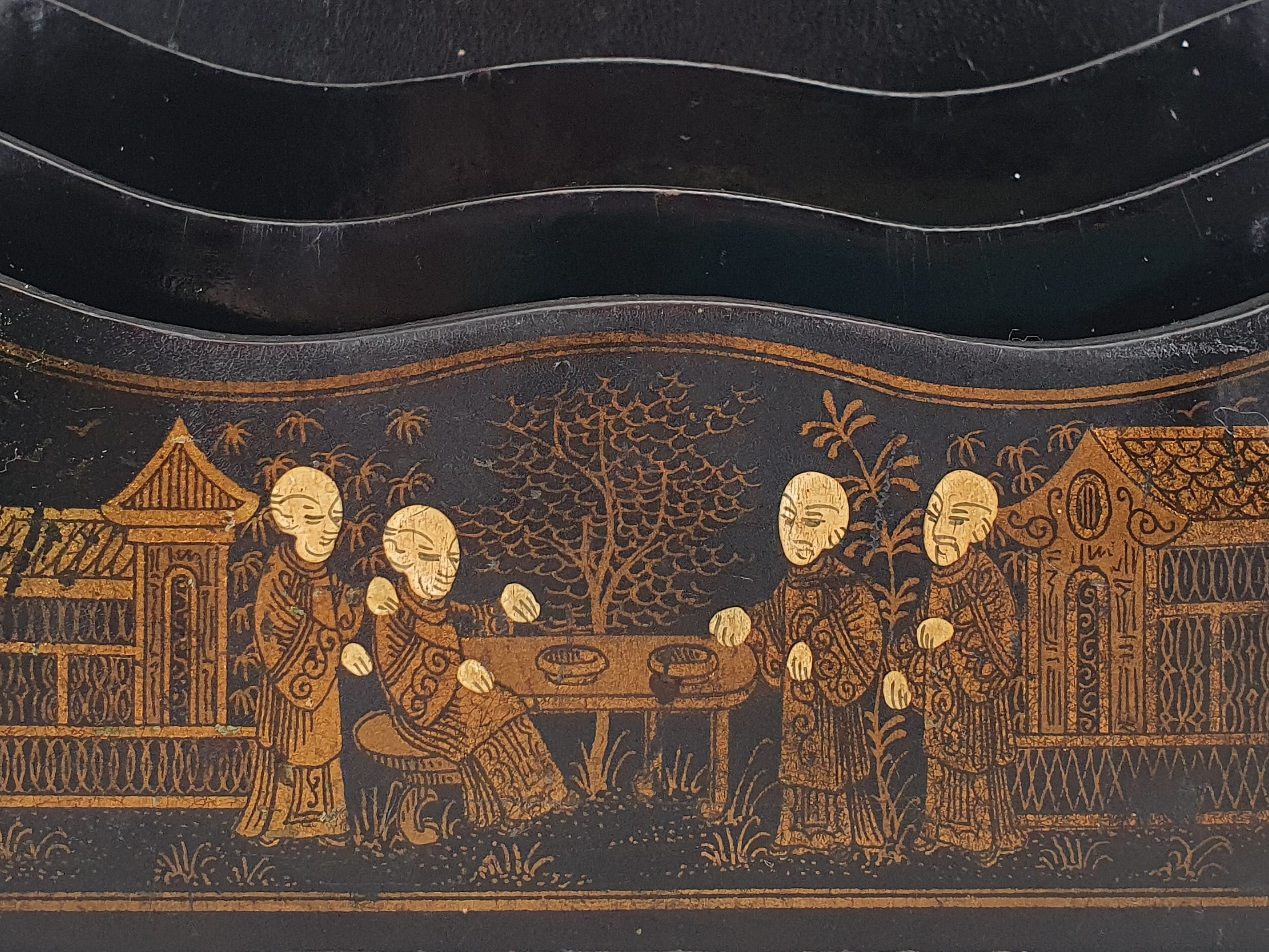 Antique Japanese Chinoiserie papier-mâché Letter Rack
