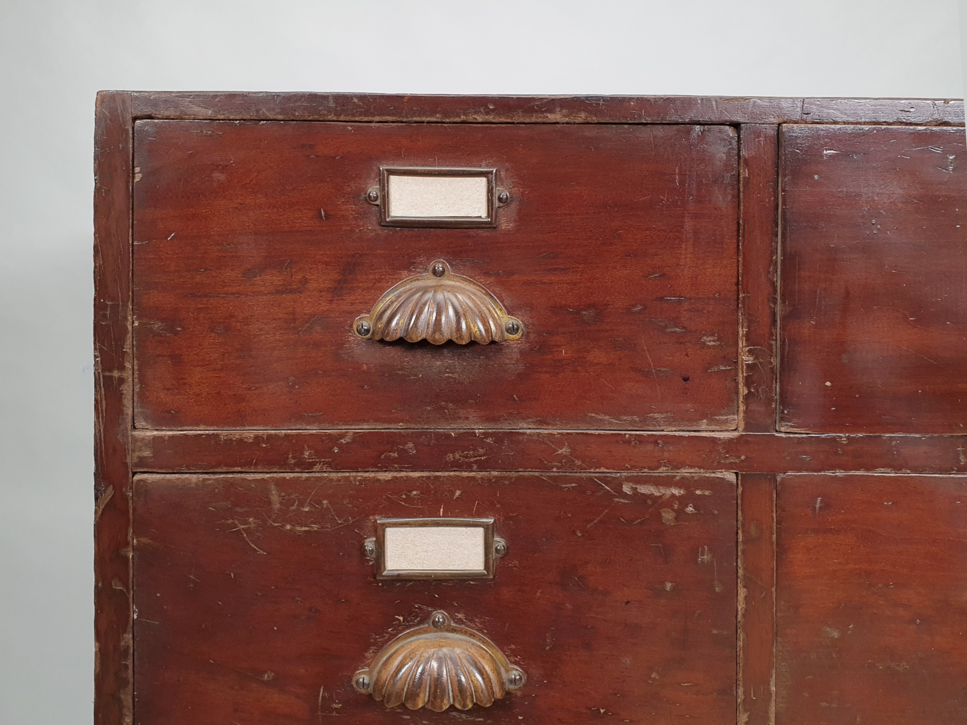 bank of drawers close up