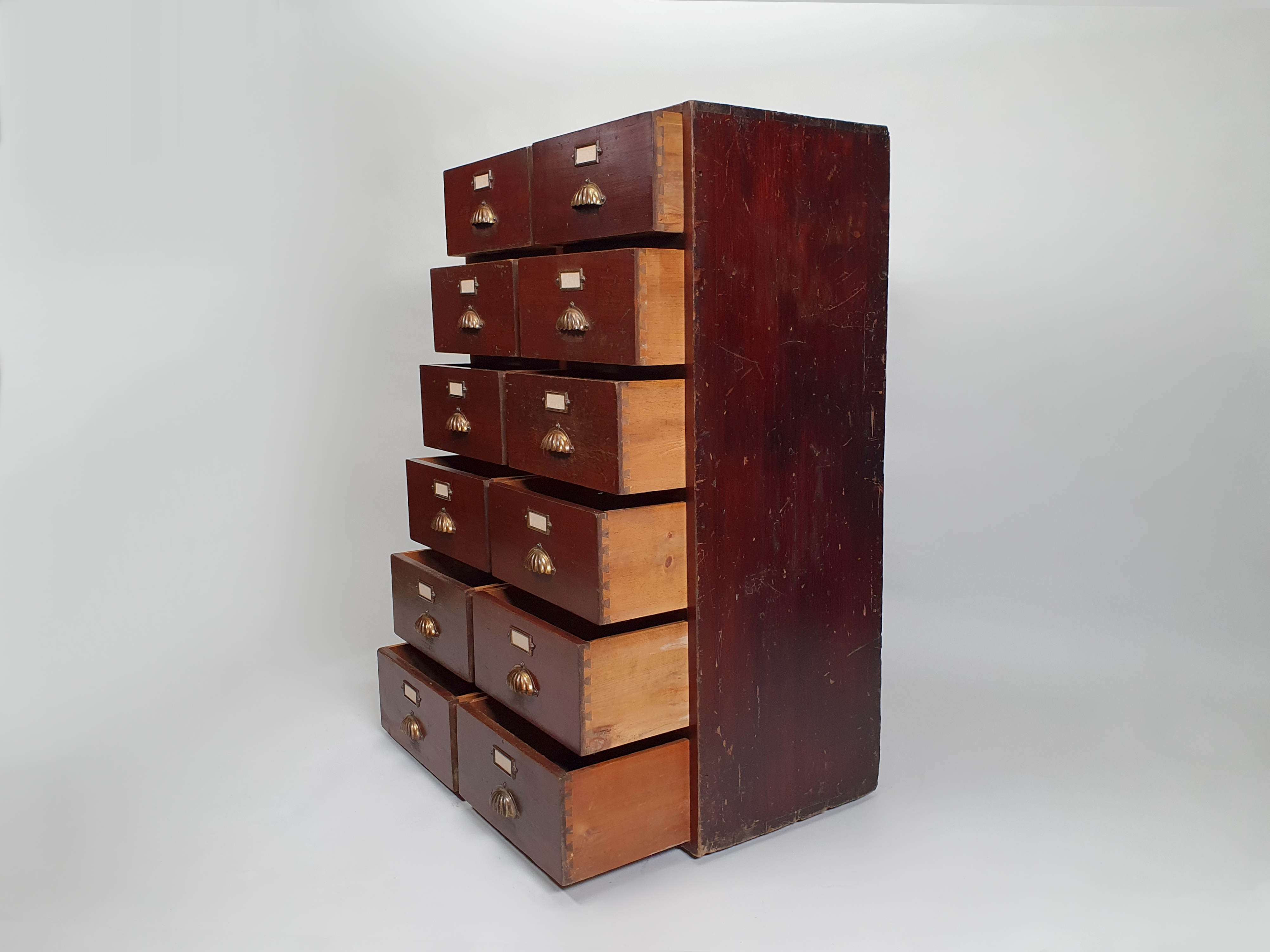 bank of drawers side view open